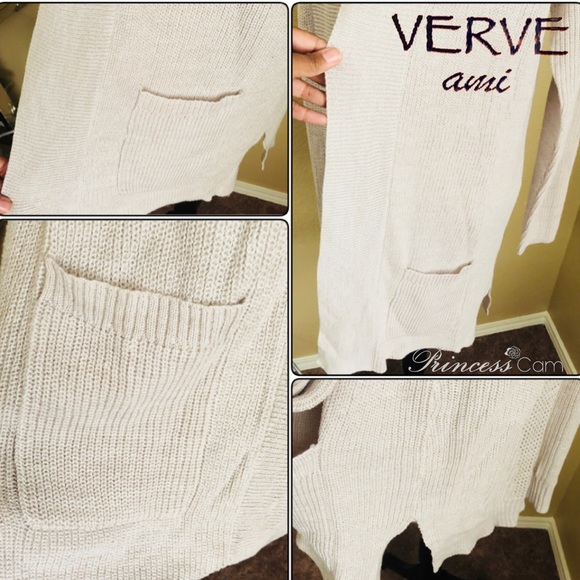 Verve Ami Oatmeal/Heather Ivory Midi Open Cardigan - Picture 7 of 8
